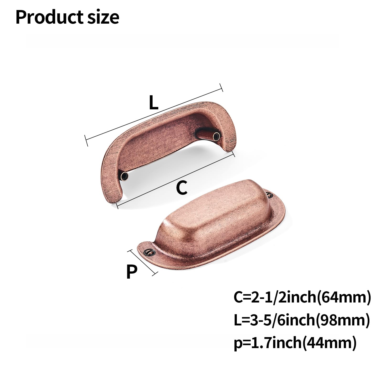 KHTUMEWARE-170354 Antique Copper Cabinet Pulls CTC 2-1/2 in (64 mm) 2-Pack in Antique Copper — KHTUMEWARE