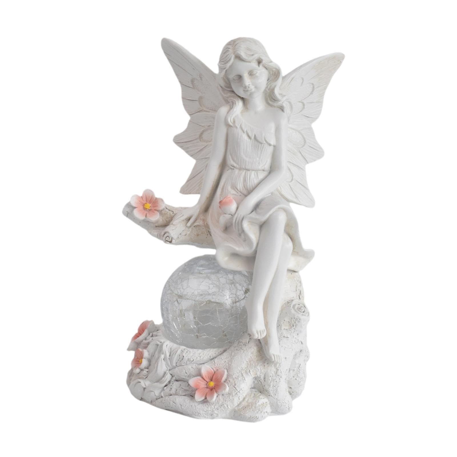 Figura Decorativa para Exteriores, Figura de Resina con Luz Solar para Y Jardines, Blanco