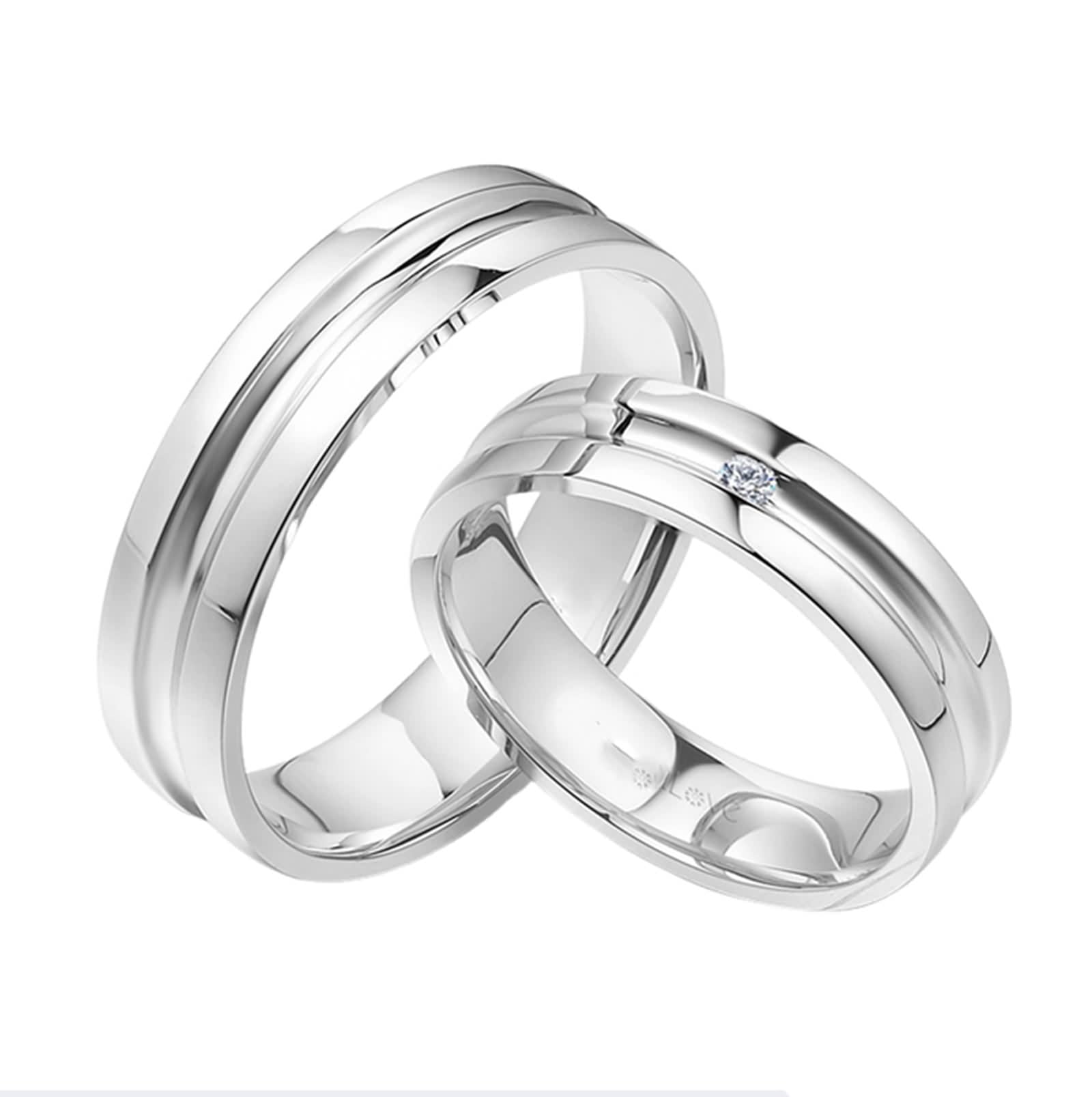 Anillos de boda de plata, anillo de compromiso para hombres pulido joyas auténticas Pt950, tamaño 66 (21.0)
