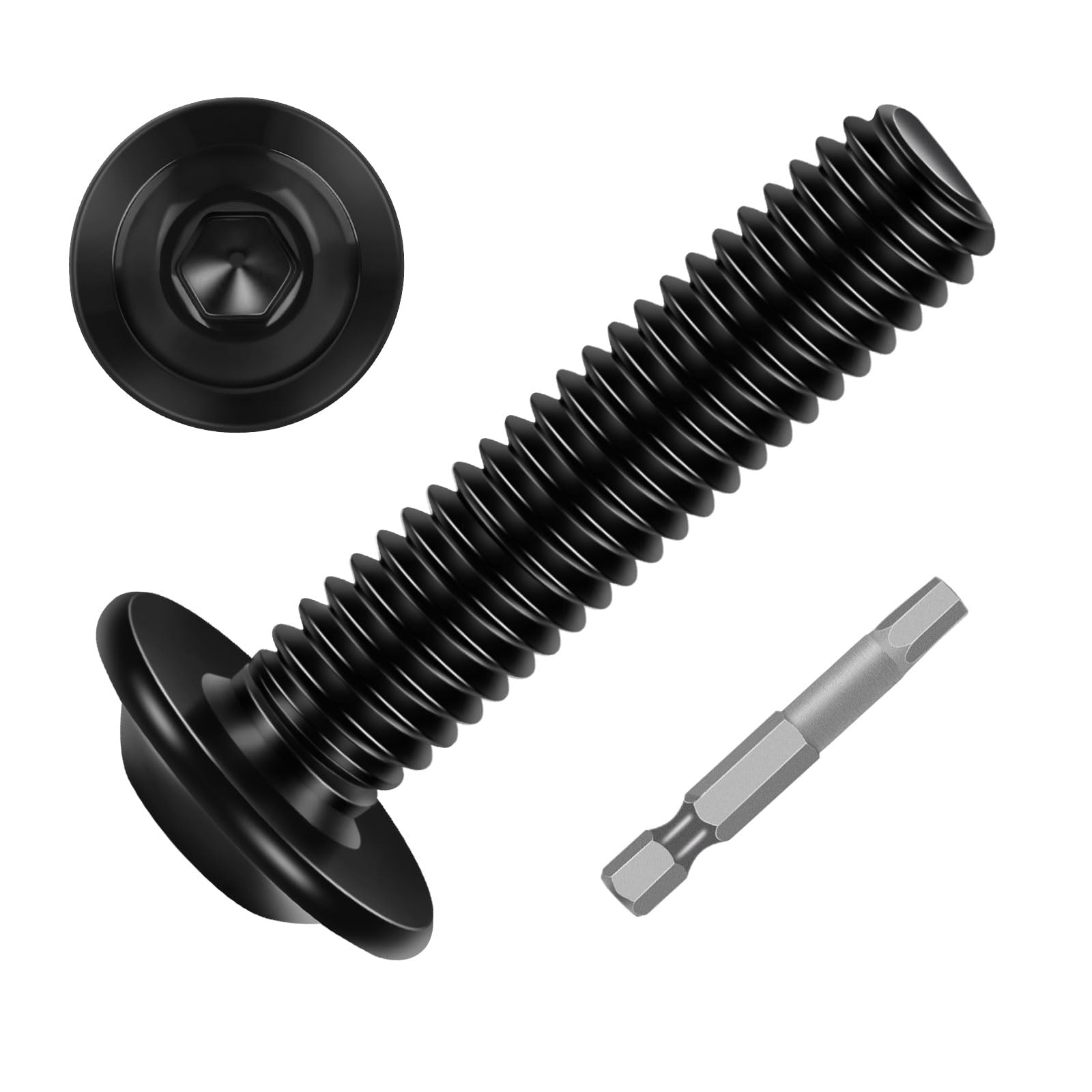 Photo 1 of Etauwe 20-Piece M8-1.25 x 25mm Flange Button Head Screws - Black 304 Stainless Steel Socket Head Screws, Allen Hex Drive & Bit Included, Full Thread Machine Bolts