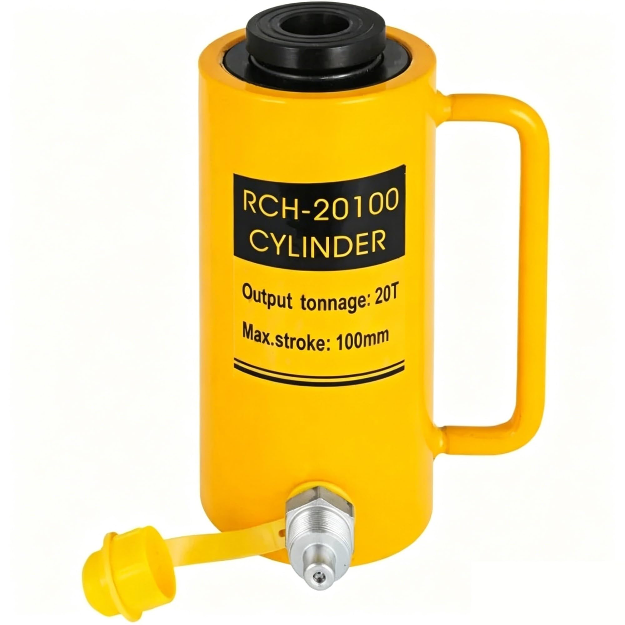 DUOCAI Hydraulic Ram Jack Multi-Section Stroke 20T 4Inch Hydraulic Cylinder Jack Hollow Single Acting Hydraulic Ram Cylinder 150mm/100mm Hydraulic Lifting Cylinders(100mm)