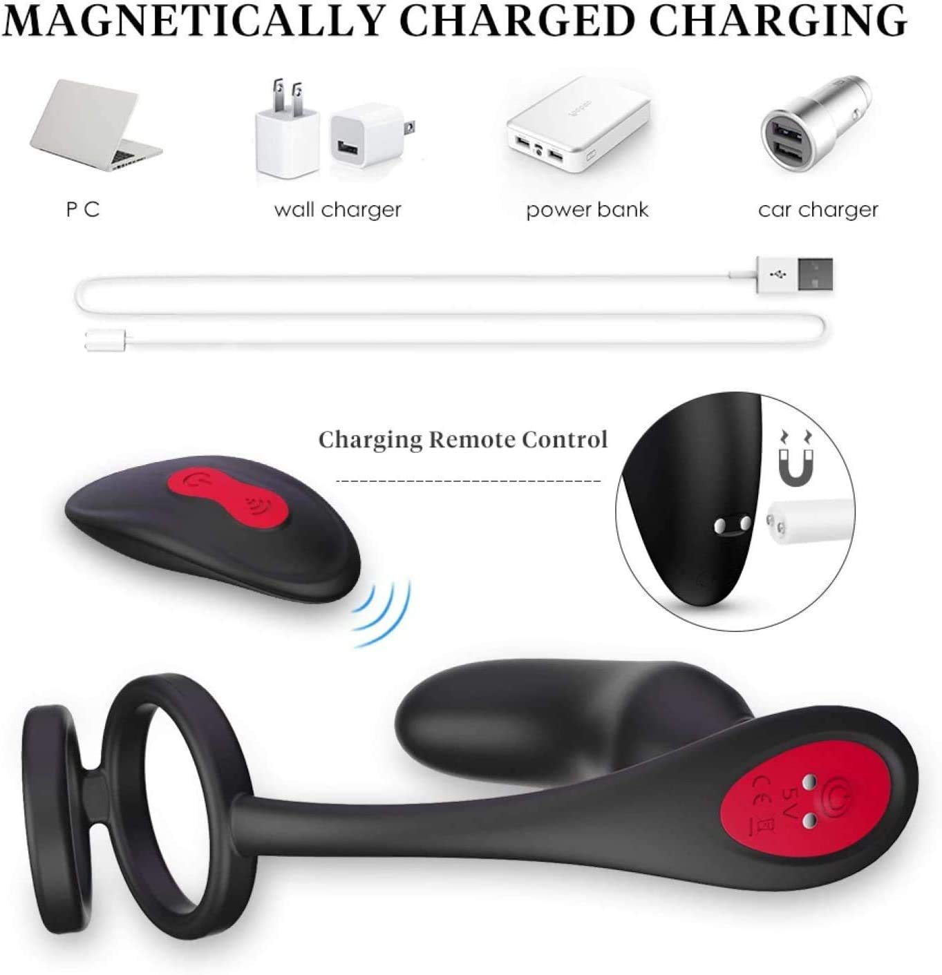 Prostata Vibratore Massaggiatore con Pene E L'anello Testicolare, Stimolatore modalità 9-Livello Anale, Silicone Molle Vibratore Anale Prostatica, Spina di Telecomando Anale