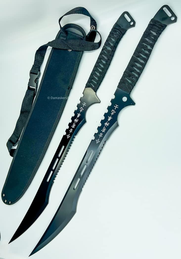 2pc Ninja Swords Set 27" Full Tang Stainless Steel Blades with Sheath/Magnetic