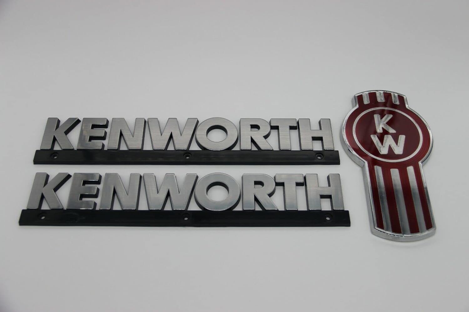 Legion Part Store Compatible with Kenworth Hood Emblem Grill Set Bug Letters Badge Logo Nameplate (3-Piece) W900 Accessories T800