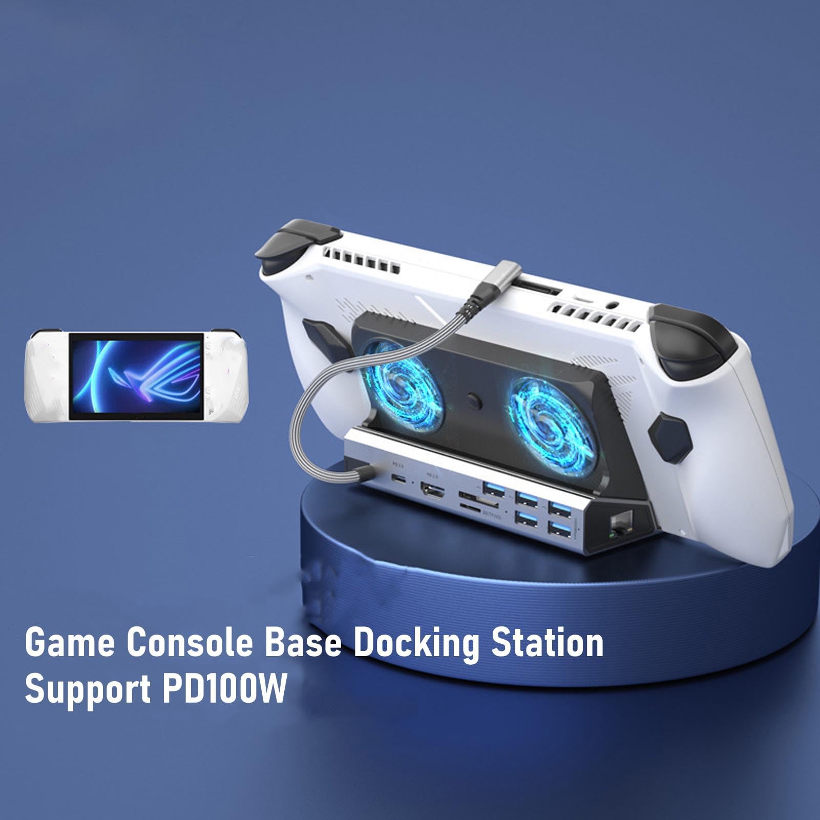 Bewinner 10 In1 Dock Gaming Dock para Go S OLED, 4K 60Hz HDMI, 100W PD Cargo Rápido, Ventiladores RGB de Doble Enfriamiento, Gigabit Ethernet, USB 3.0 Hub Compatible con Cubierta de