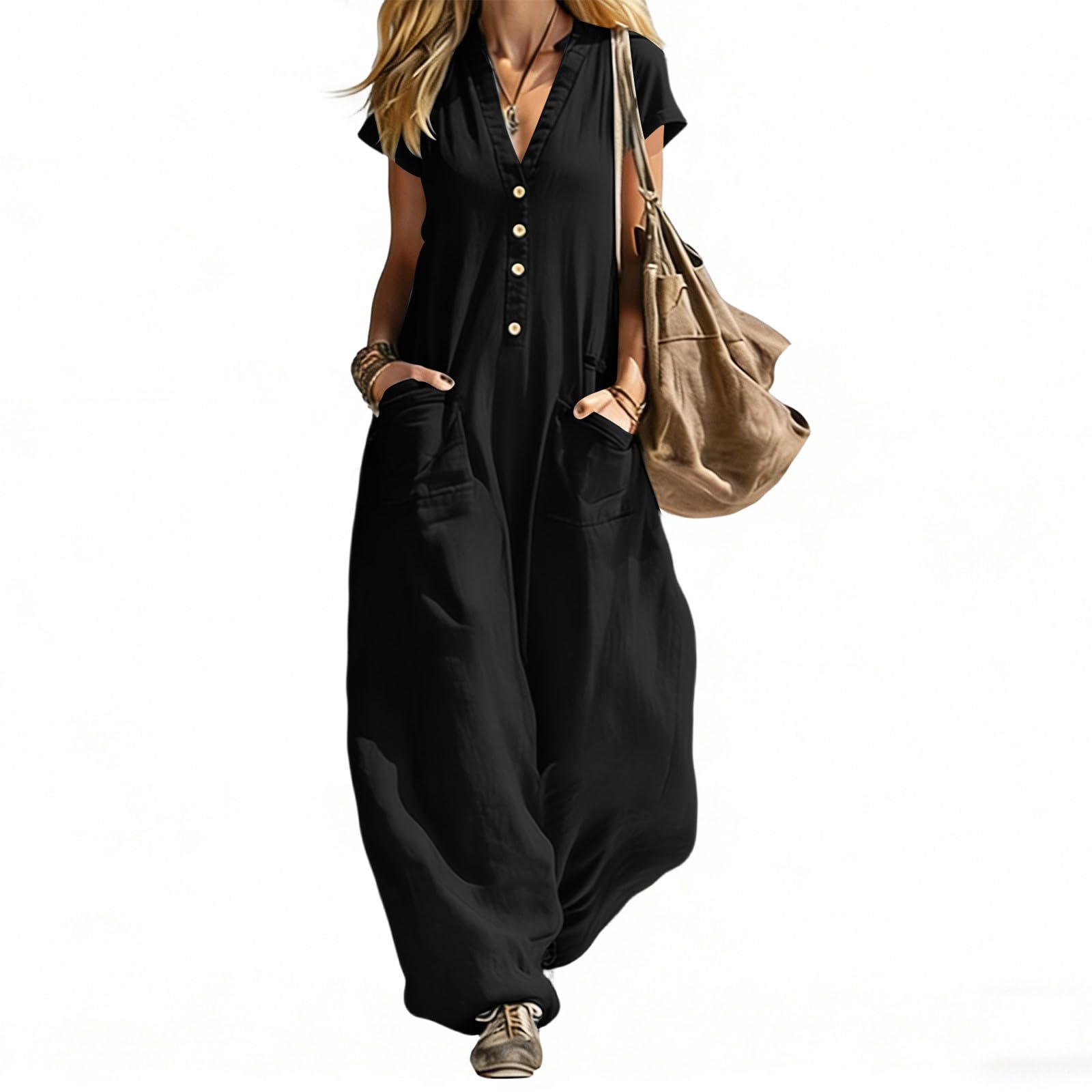 Ybing Tuta estiva da donna, elegante, casual, leggera, monopezzo, comoda e bohémien, per adolescenti e ragazze