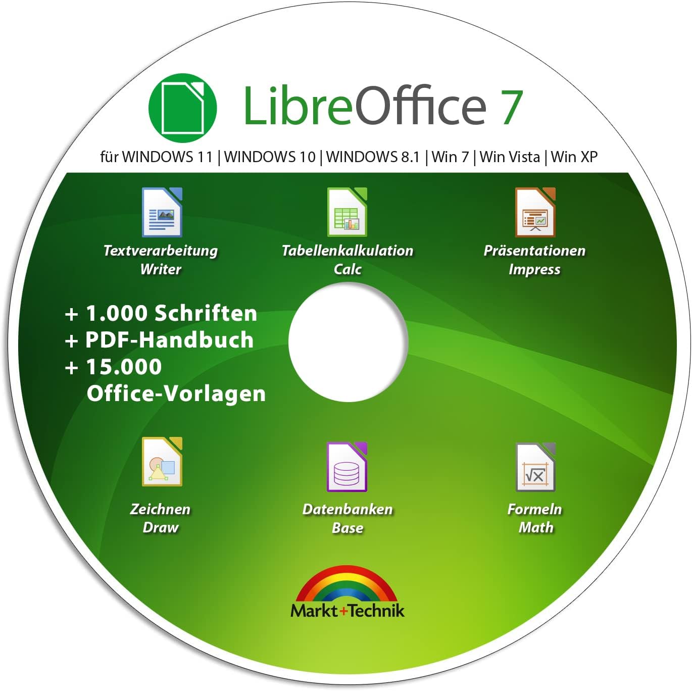 Libre Office Suite 2025 – kompatibel med Word, Excel, PowerPoint – inkl. 1 000 teckensnitt och PDF-manual för Win 11, 10, 8.1, 7