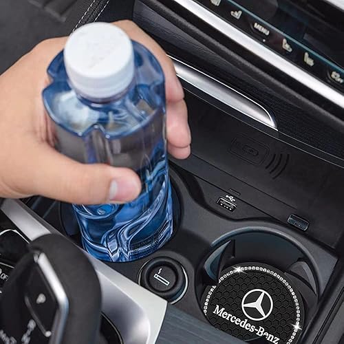 Miniatura 3 de Car Cup Holder Coaster for Mercedes-Benz Recessed Silicone Cupholder Coaster Interior Accessories 2.75in 2 Pack Black