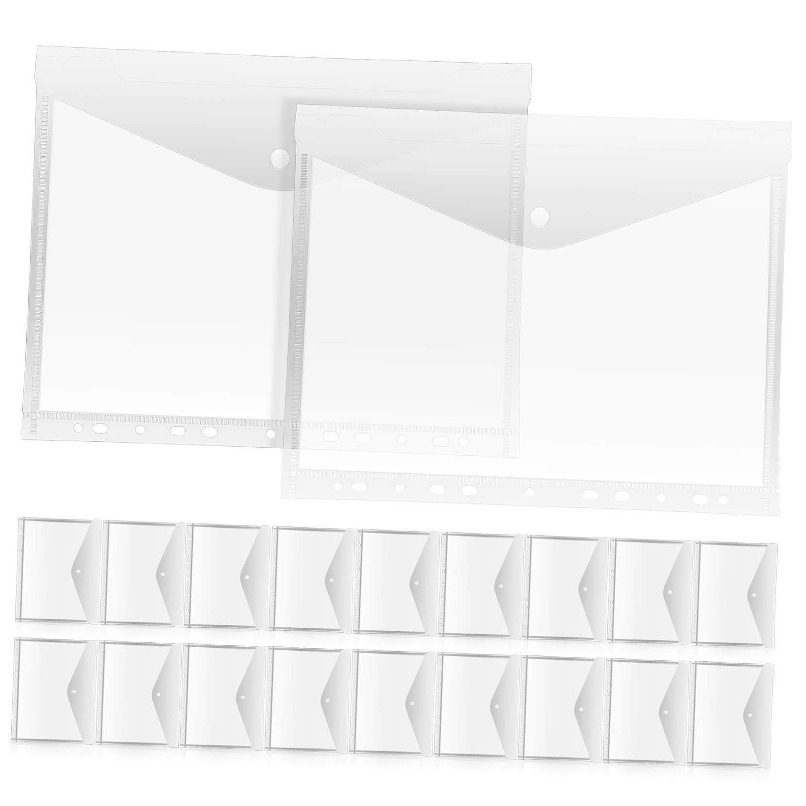 20 Pièces Pochettes Transparentes PP Plastique pour Classeur A4