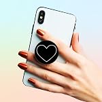 (6 Pack) Cell Phone Grip,Phone Finger Foldable Holder Stand Compatible with iPhone Smartphones - Black Purple White Rose Gold Heart