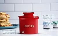 Vista 4 de KooK Vajilla de mantequilla con tapa, mantequilla suave para untar, recipiente de mantequilla francés de cerámica para dejar en la encimera