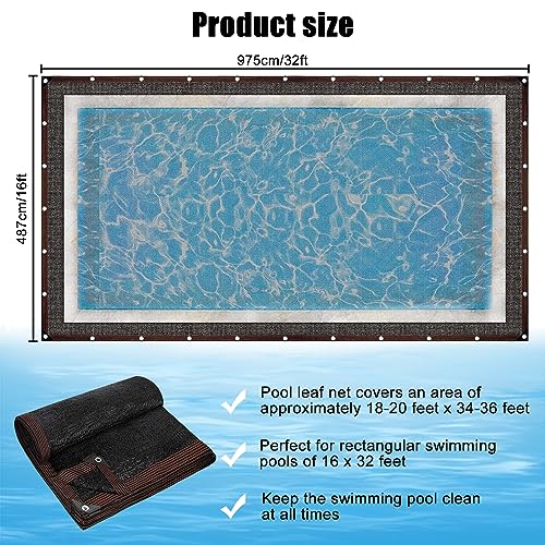 Yexexinm ASDASDA 16 X 32Ft Pool Leaf Net Cover- Thicken Rectangle Leaf Netting thumb #1