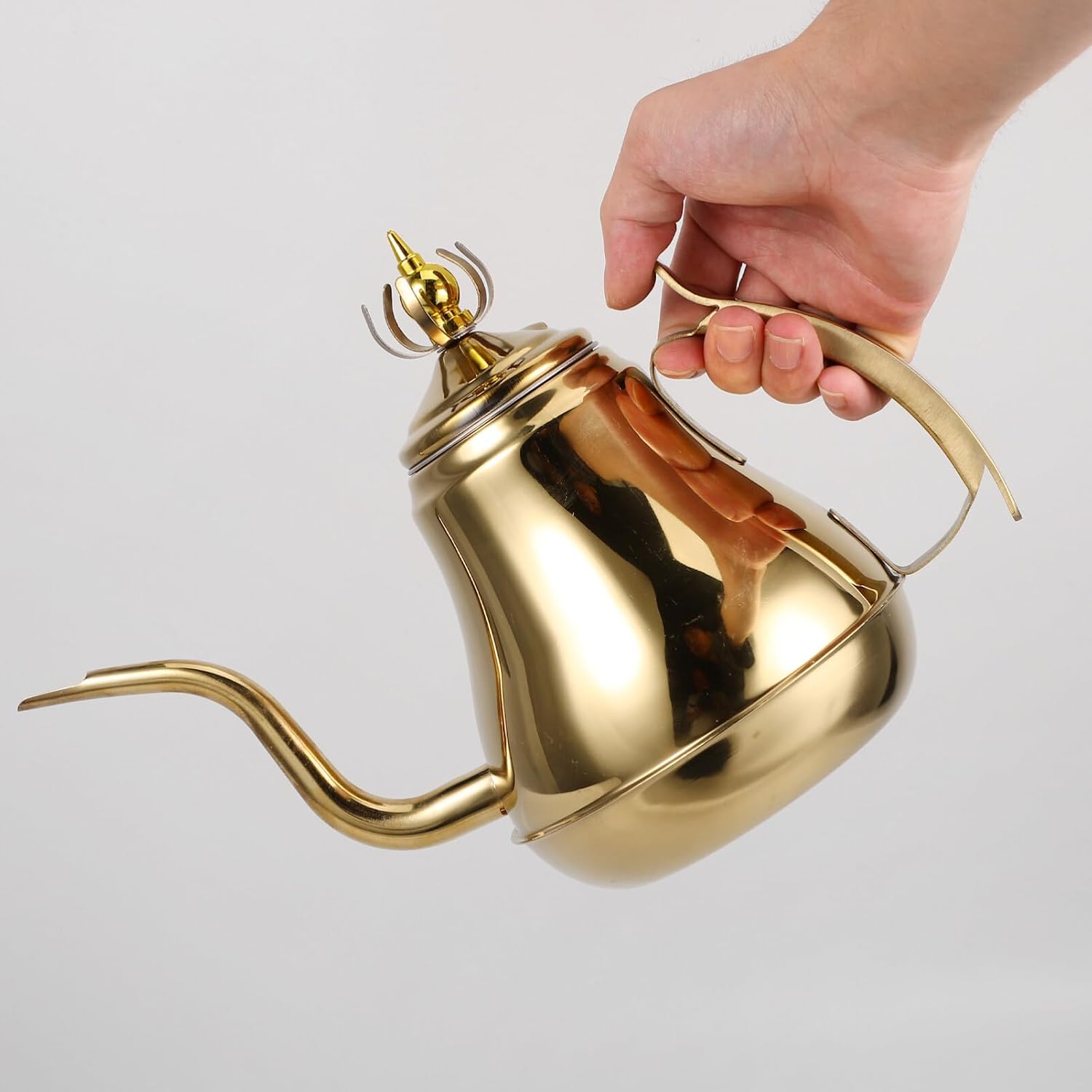 Luxshiny Stainless Steel Gooseneck Teapot Infuser Elegant Tea Kettle for Loose Leaf Flower Tea for Home Brewing