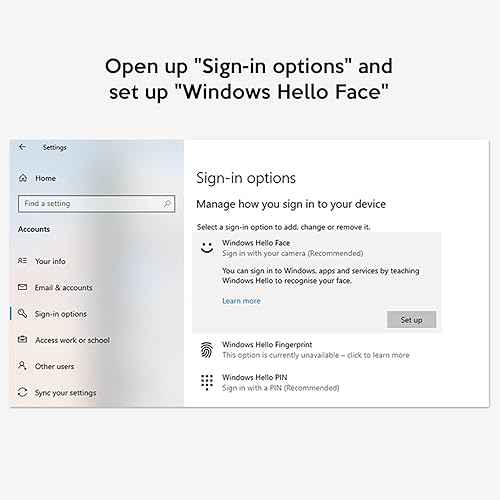 Miniatura 6 de TOALLIN Cámara web Full HD 1080P para Windows Hello Face Login reconocimiento facial IR Windows Hello Webcam con micrófono cámara de computadora