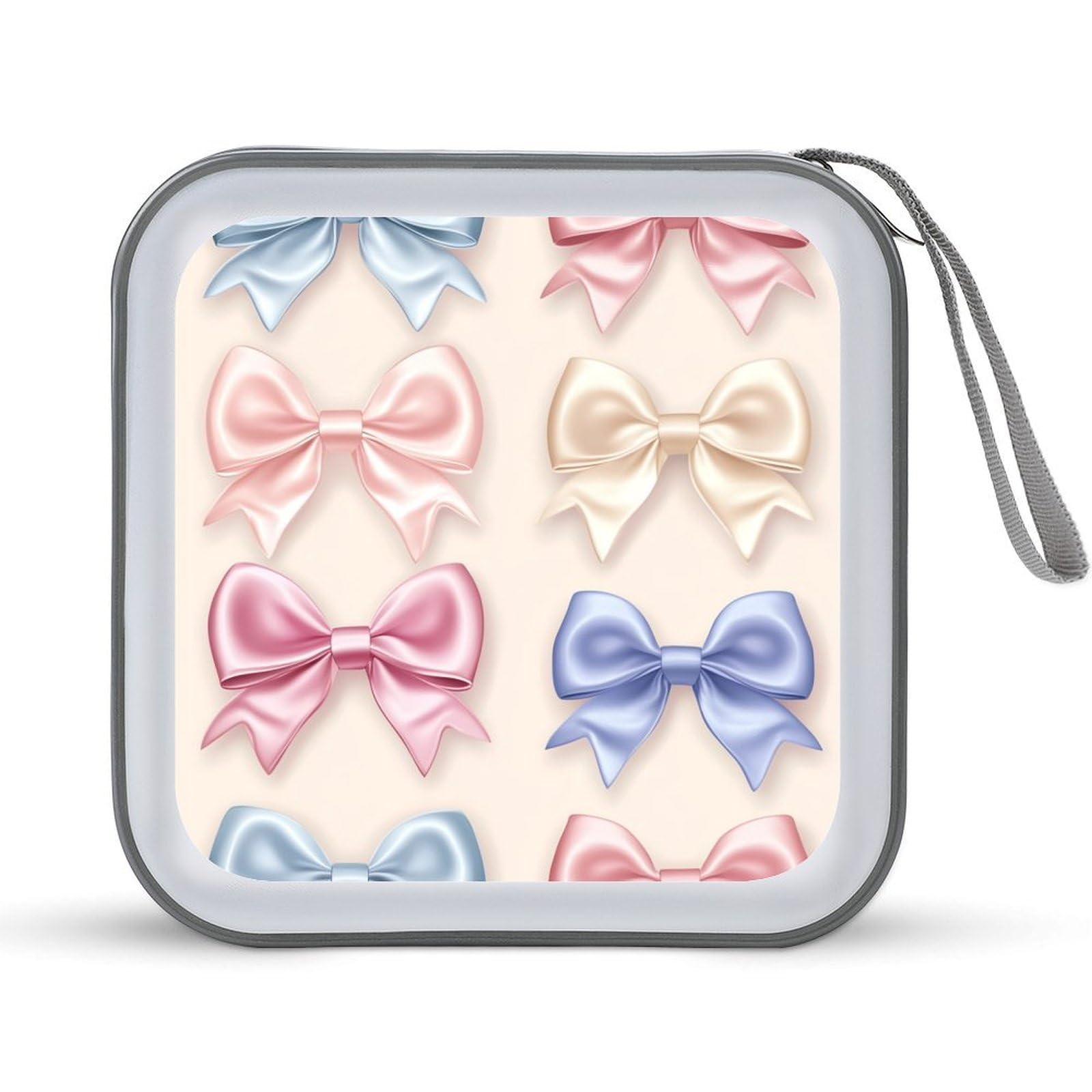 Pastel Colored Satin Croquette Bows CD Case DVD Storage Case Portable
