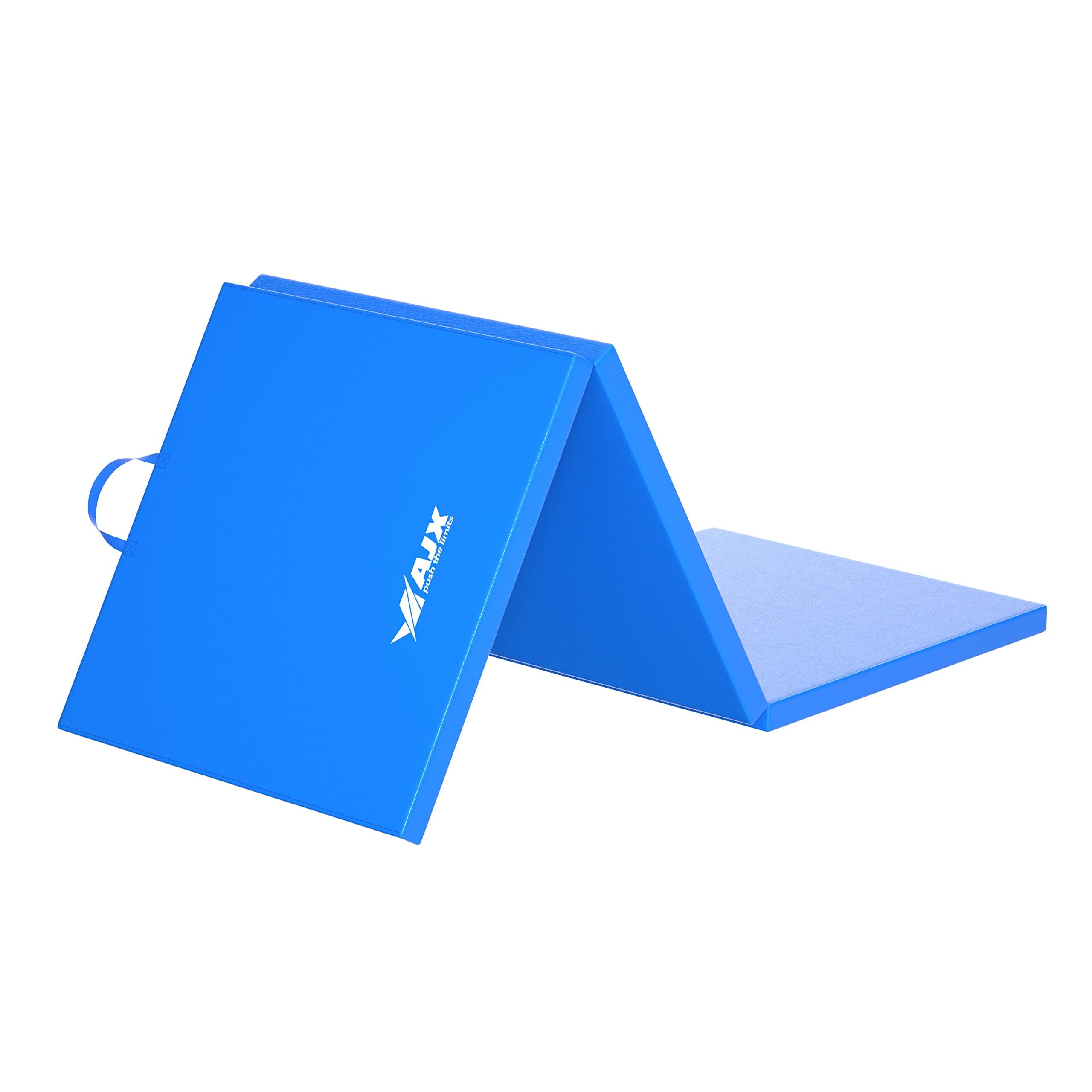 AJX Tri Folding Yoga Mat | Non-Slip Eva Foam, Pink/Blue/Black/Purple/Yellow | Gymnastics Tumbling Mat