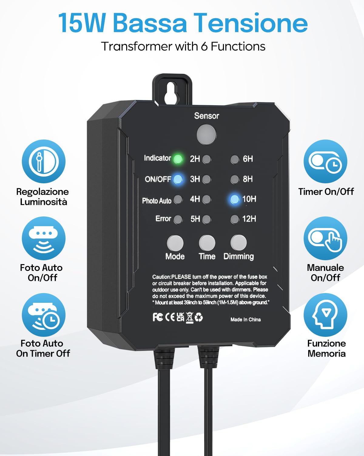10 Faretti da Incasso per Esterno con Timer Trasformatore a Bassa Tensione e Sensore Fotocellula, IP67 Impermeabile Dimmerabile Faretto a Pavimento da Esterno per Terrazza Cucina Giardino Luce