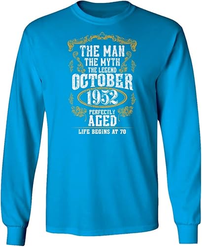 Baku Apparel Man Myth 70th Birthday October 1952 Gift Unisex Long Sleeve T-Shirt