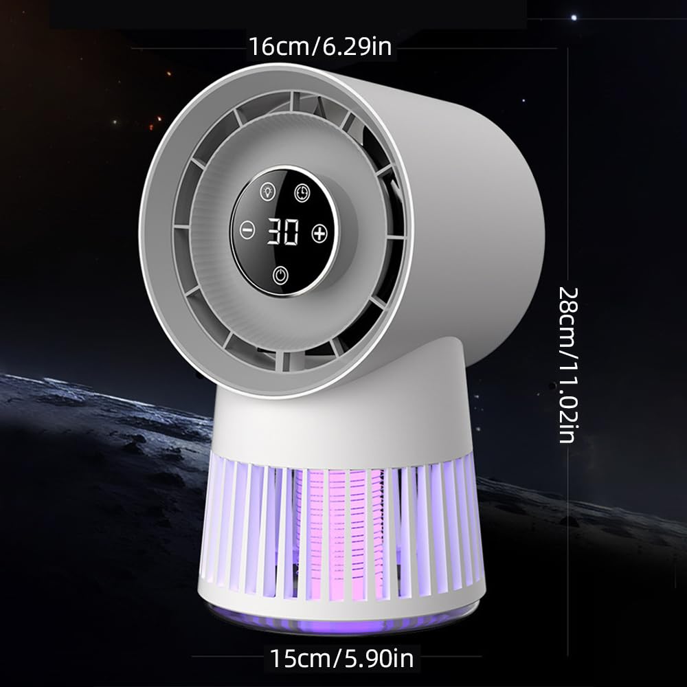 Dispositivo Antizanzare Ricaricabile Silenzioso per Camera e Patio | Senza Pale, Luce UV 365-395nm, ABS Resistente, 20 Velocità, 8 Ore, Portatile, Gria Protetta, Senza Sostanze Chimiche
