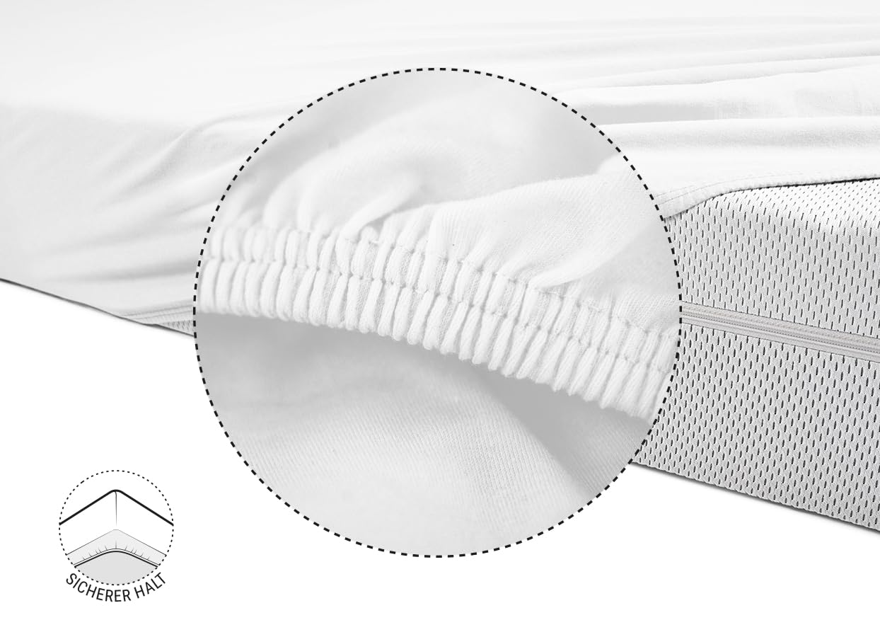 bett1 Bodyguard Jersey-Spannbettlaken Weiß 180-200x220 cm