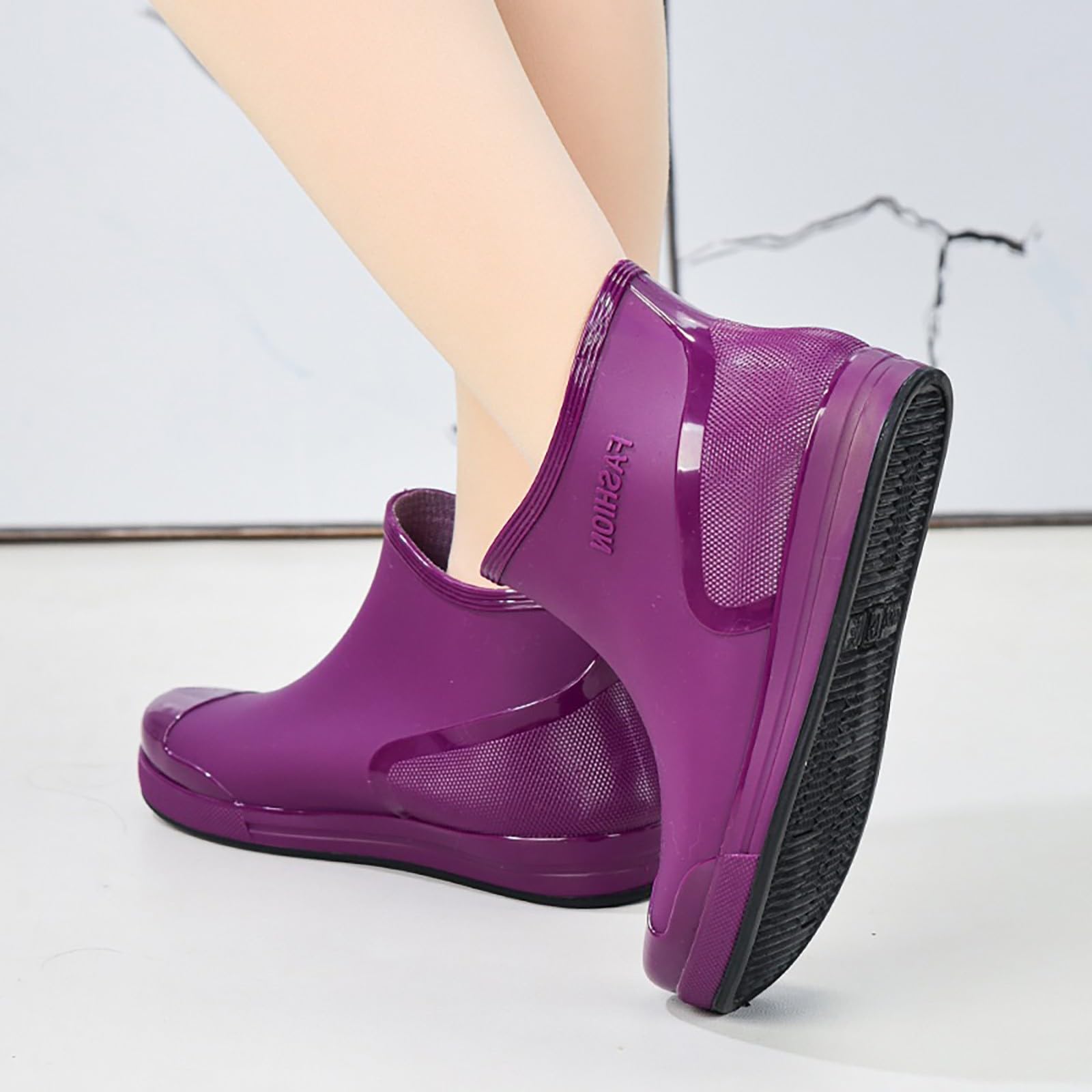 riou Botas de Agua Mujer Chelsea Zapatos de Jardin Antideslizante Tobillo Wellington Lluvia