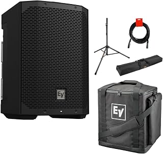 EVERSE 8 2-Way Battery-Powered with Bluetooth Audio Bundle with Electro-Voice Padded Tote Bag, SS-47S Steel Speaker Stand with Tripod Base, 51" Stand Bag, and 20-Inch XLR-XLR Cable