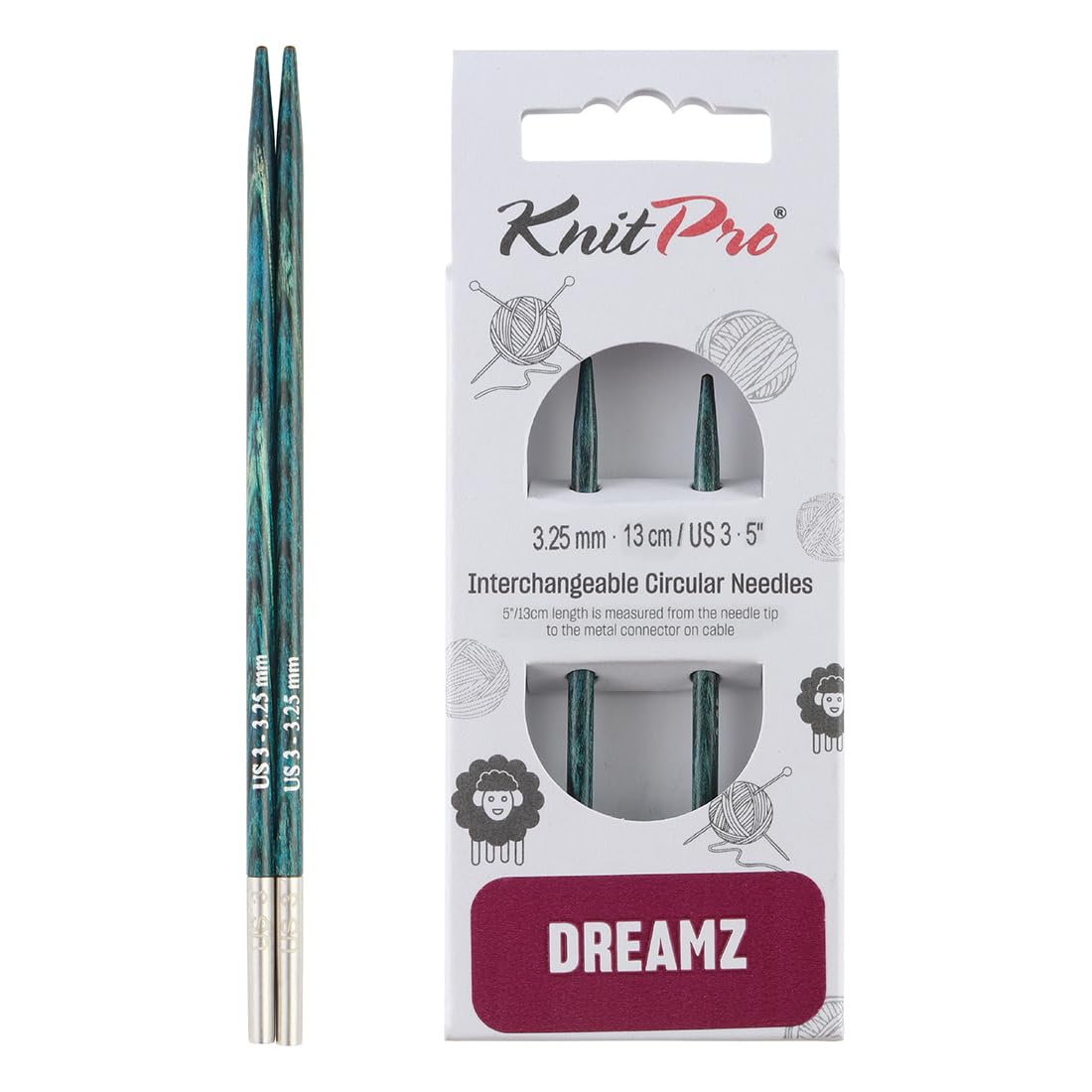 KnitPro Dreamz Interchangeable Circular Needles 5" (13cm) | Size 3.25mm