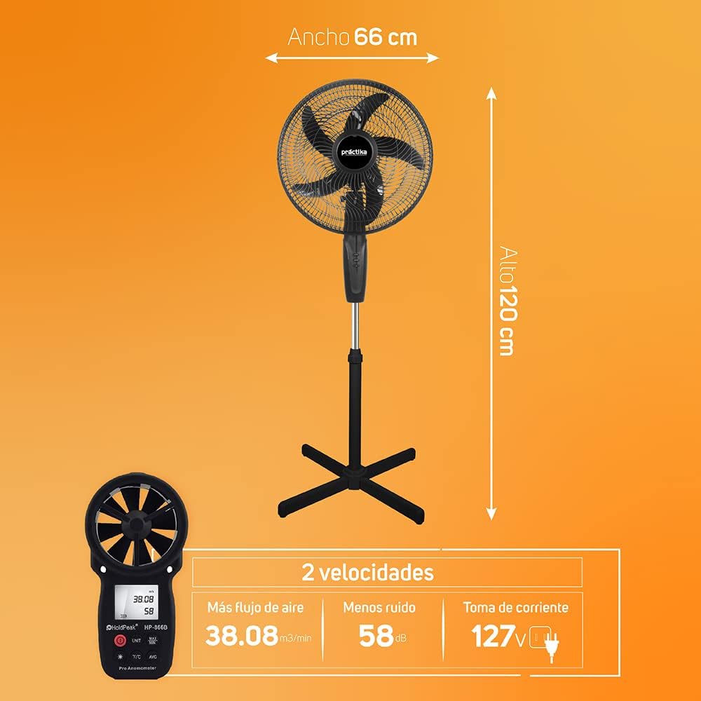 Pedestal Fan, 16 Inches, 2 Speeds, Practical and Versatile, Metal Dock, Adjustable Height