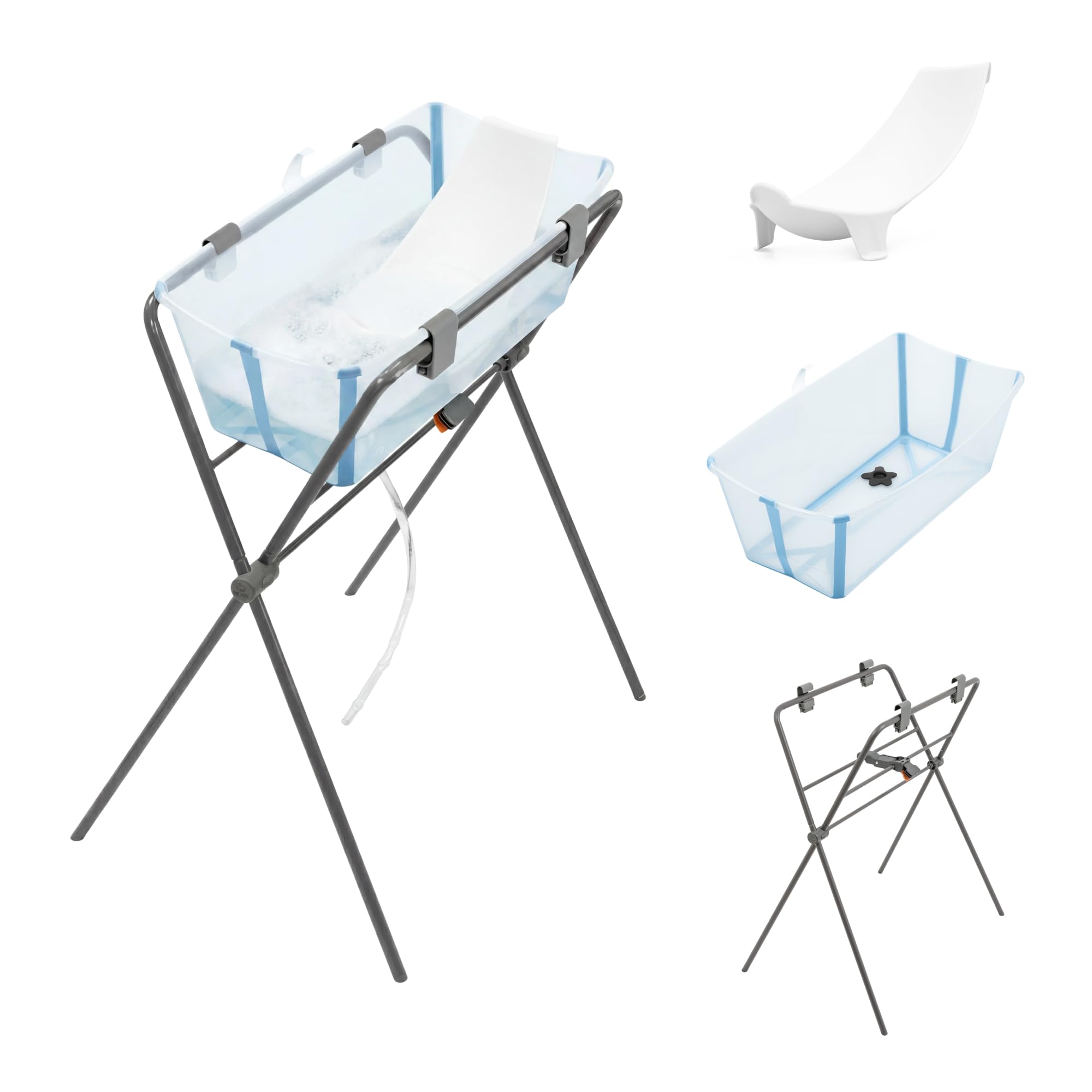 Stokke Flexi Bath (Ocean Blue) + Supporto per neonati + Supporto per Flexi Bath - Ideale per bambini fino ai 48 mesi