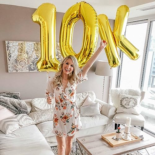 Image of Letter Balloons Gold Party Balloon - 40 Inch Large Gold Letter K Balloon, Letter Balloon Birthday Decorations, Balloon for Women Men Anniversary Party Decorations Supplies