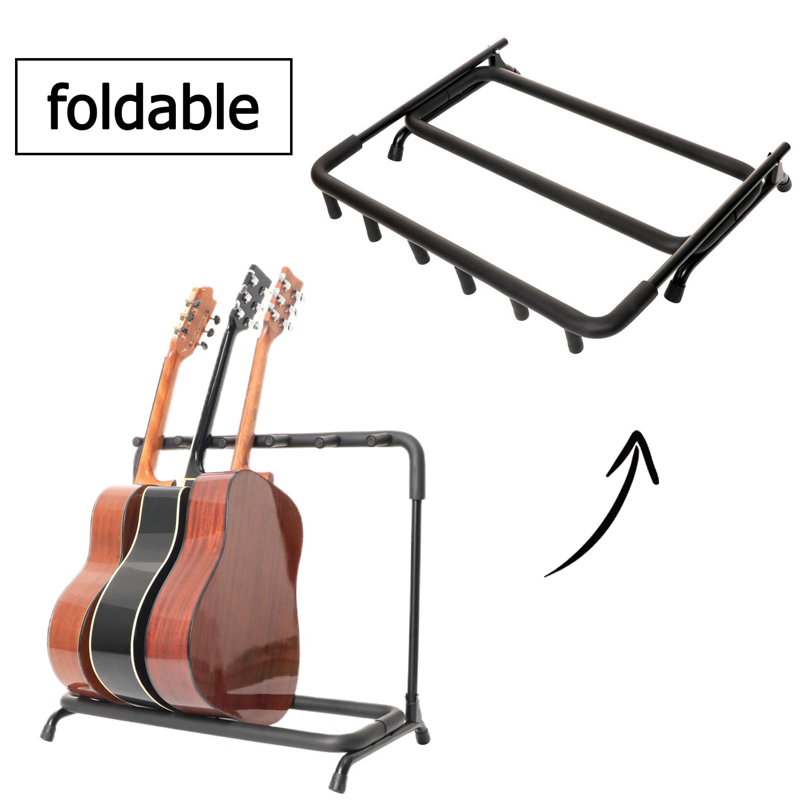 Supporto per chitarra, portatile, multi chitarra, design pieghevole, può contenere 5 chitarre, ideale per chitarre acustiche, elettriche e bassi, design salvaspazio