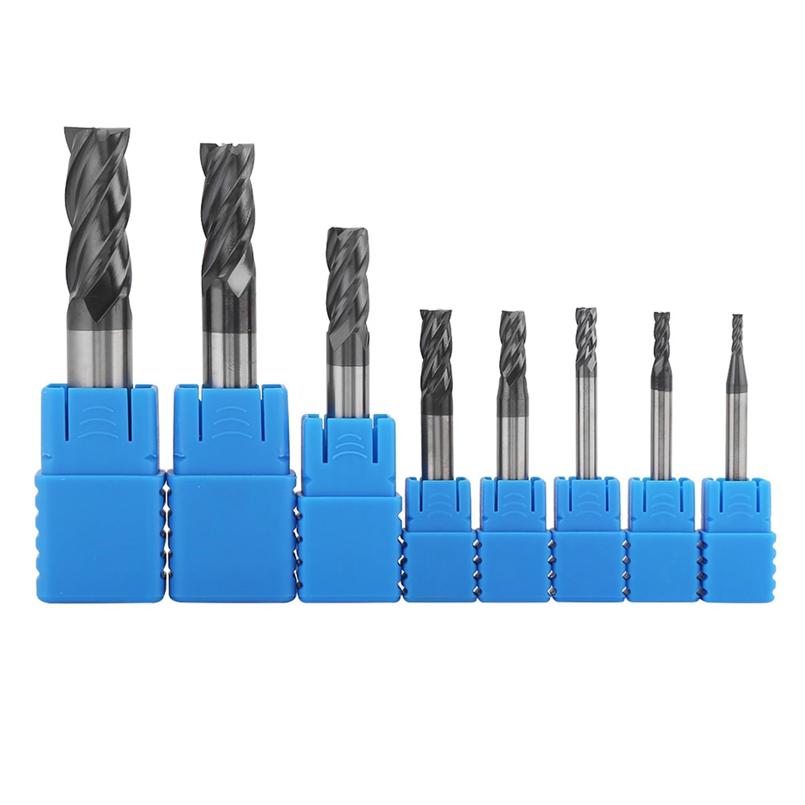Eacam Carbide End Mill Set, Tungsten Steel Milling Cutter Tool Kit, 4 Flutes, 2-12mm (with) for Aluminum, Copper, Carbon Steel
