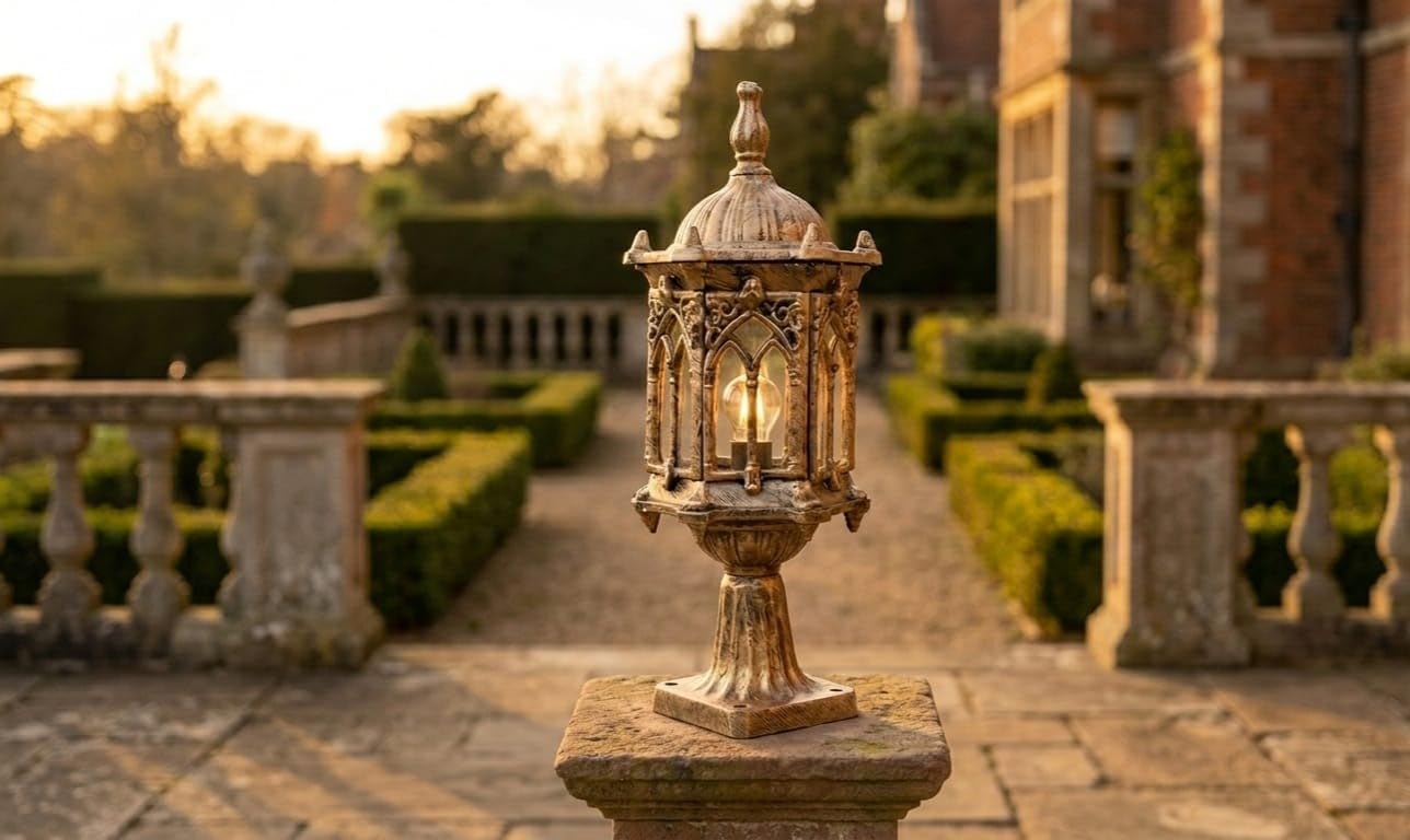 ATHARV DECOR Golden Outdoor Gate Light | Waterproof Decorative Pillar Lamp for Main Gate, Garden, Boundary Wall | Weather-Resistant Exterior Fixture (Bulbs Not Included)-image-48