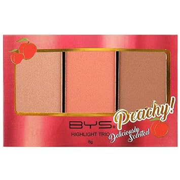 BYS Peach Highlighting Trio Palette 1 Matte and 2 Shimmering Shades makeup palette - Infused with a deliciously sweet peach fragrance