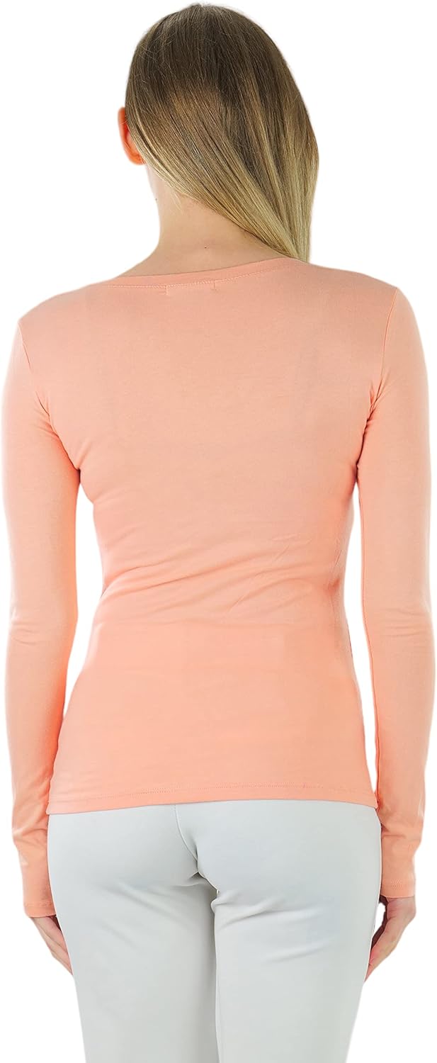 ToBeInStyle Junior Women's Slim Fit Long Sleeve Shirt Scoop Neckline Basic Tee Layering Cotton Top - Image 2