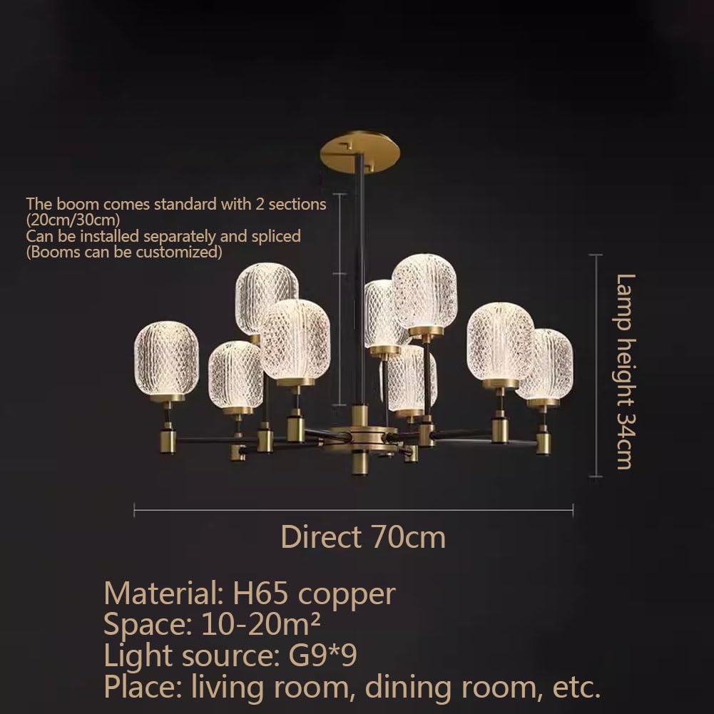 Designerska lampa do salonu, nowoczesny wystrój, wnętrze domu, wyjątkowa lampa, oświetlenie dekoracyjne, w całości miedziane, luksusowe, 9 głowic