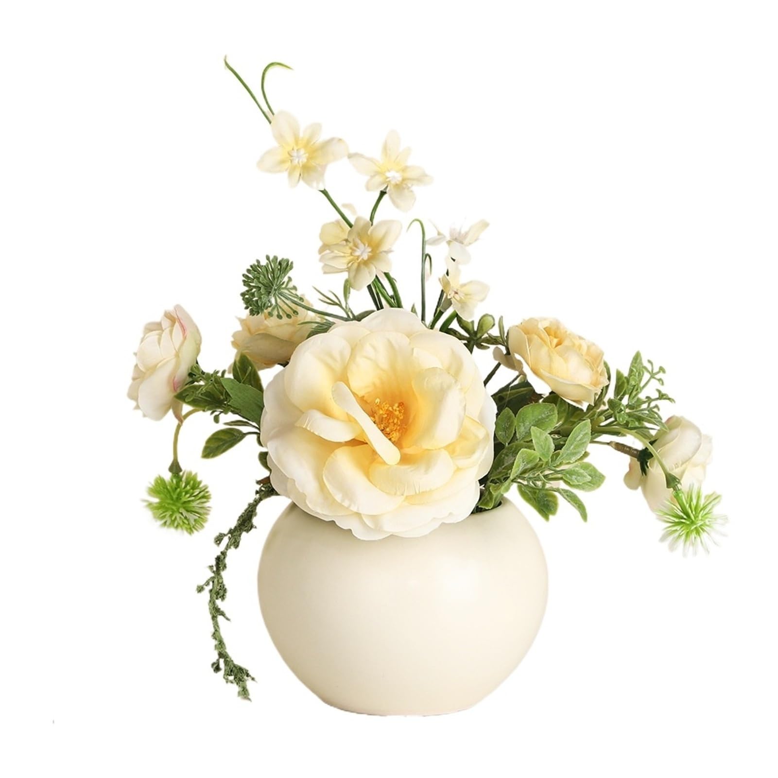 Yutang Artificial Flower Arrangement Ceramic Pot Fake Floral Bouquet