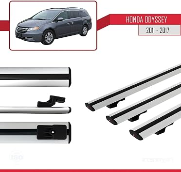 Honda Odyssey 2011-2017 Arası ile uyumlu BASIC Model Ara Atkı Tavan Barı GRİ 3 ADET