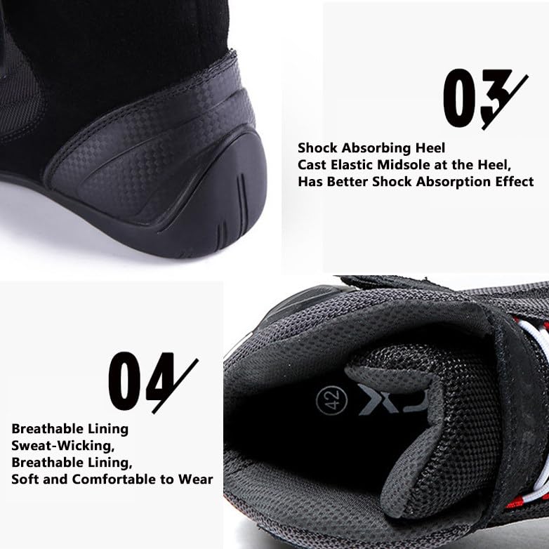 Atmungsaktive Fahrradschuhe (38–46), Anti-Fall-/Anti-Kollisions-Motorradschuhe, Rutschfeste Straßenrennschuhe Für Den Außenbereich, Ganzjahres-Offroad-Motorradstiefel,Black-46