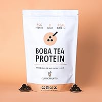 Vista 6 de Boba Tea Protein Classic Milk Tea 0.88 onzas (25 g) de aislado de proteína de suero de vacas alimentadas a pasto en polvo Bebida de proteína