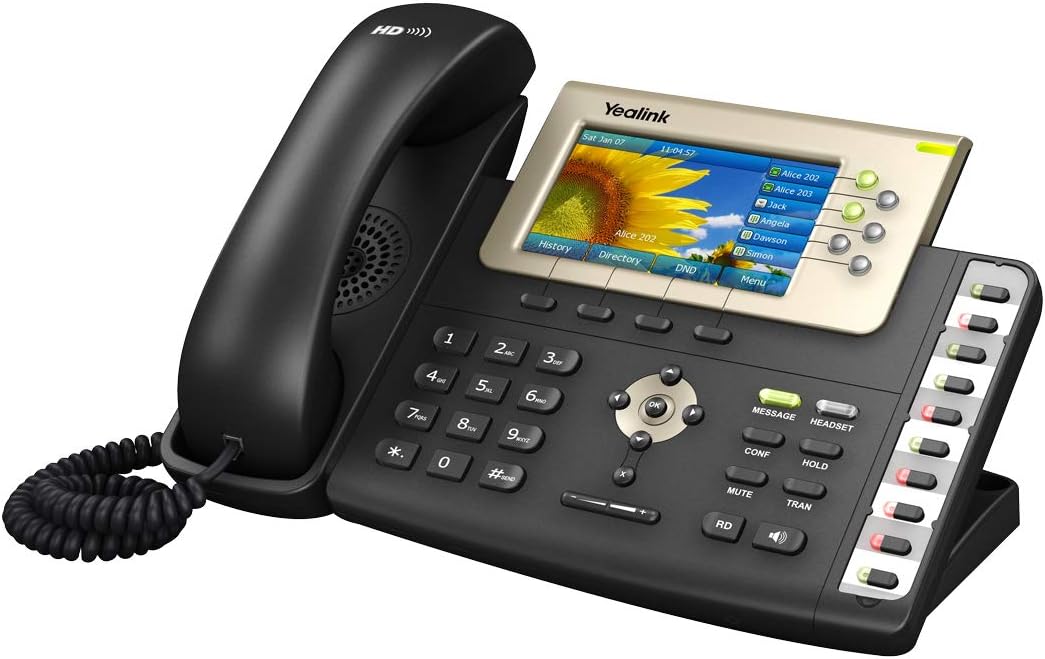 Yealink T38G IP Corded SIP Gigabit Colour Phone with Power Over Ethernet – Black (Renewed)