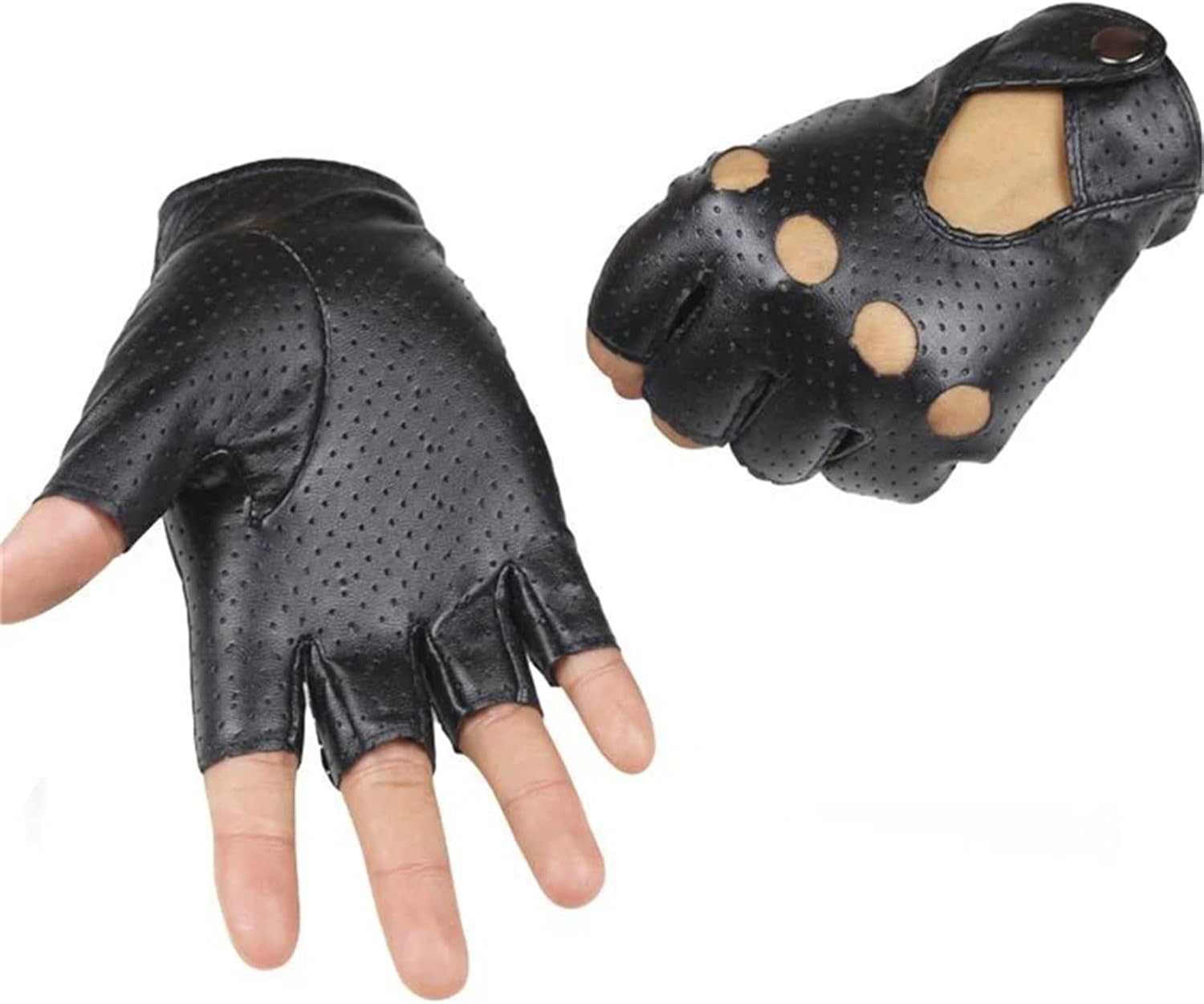 Fingerless Gloves Men PU Half Finger Driving Gloves Punk Jazz Fingerless PU Leather