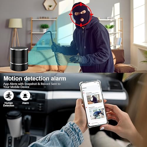 Miniatura 4 de Cámara espía WiFi oculta en altavoz Bluetooth con ángulo de visión de 240, cámaras de seguridad inalámbricas, aplicación de teléfono de cámaras de