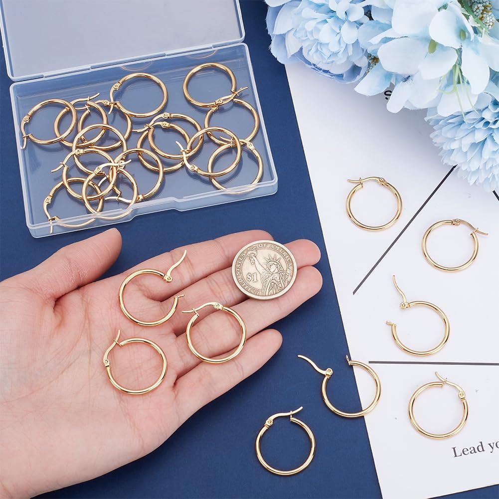 UNICRAFTALE 12 Pairs Stainless Steel Huggie Hoop Earrings Golden Cartilage Ear Cuff Tiny Earring Mini Earrings Hugging Hoop Earring Sleeper Earwires Components for DIY Jewelry Making - Image 4