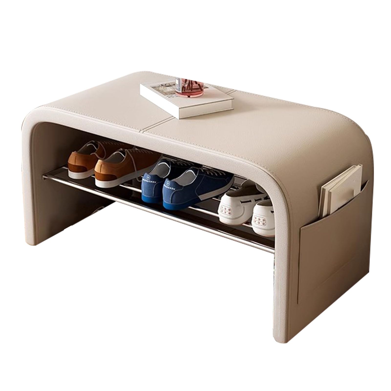 GYEQXKT MidCentury Modern Shoe Bench SpaceSaving Wooden Shoe Rack 150kg Capacity Stylish Entryway Storage for Living Room Bedroom Hallway (120cm)