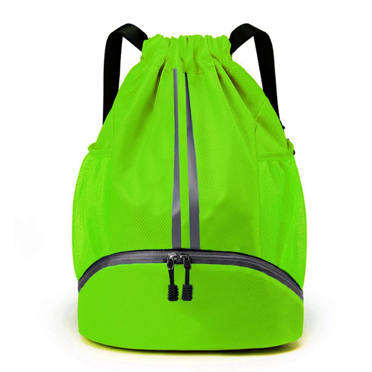 YYKSYDPT Drawstring Bags, Waterproof Swimming Bags For Men Women, Oxford Bag With Shoe Compartment, Gym Backpack With 2 Mesh Side Pockets For Sports, Travel (Green)