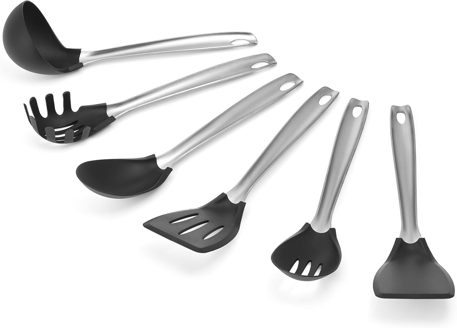 6-Piece Heat-Resistant Nylon Utensil Set with Stainless Steel Handles