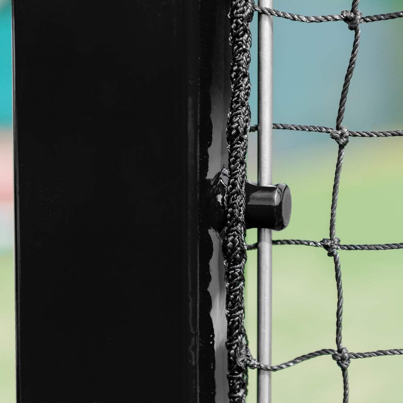 Vermont Square Tennis Posts [ITF Regulation] | 76mm Powder Coated Steel – Optional Standard or Flip Top Ground Sockets – Blue, Black or Green Tennis Posts