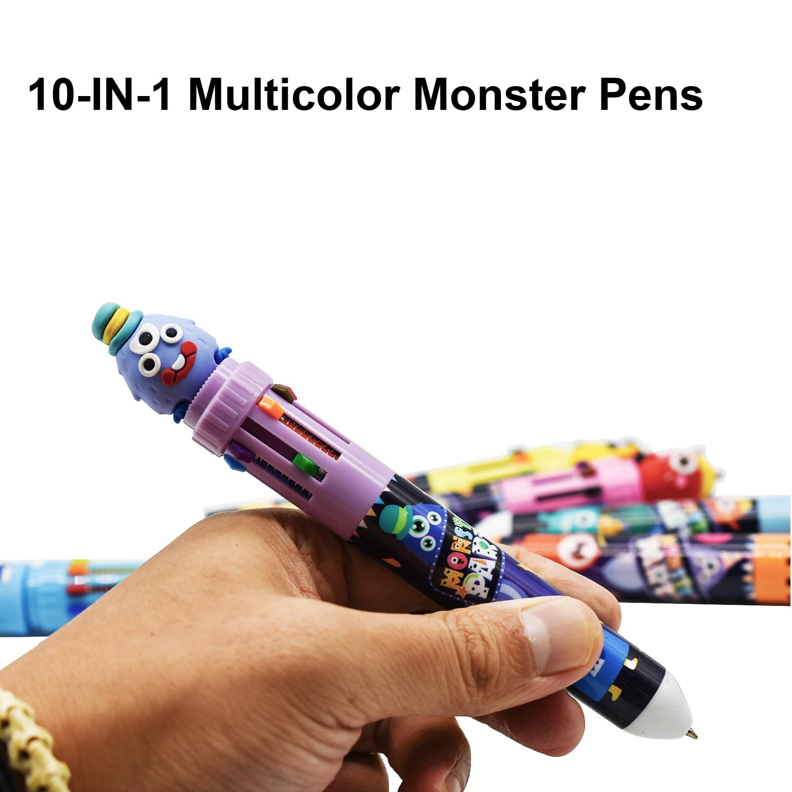 Stylo 4 Couleurs Halloween - Design Mignon Citrouille Fantôme - Rétractable - Pour École, Journal, Cadeau Enfant
