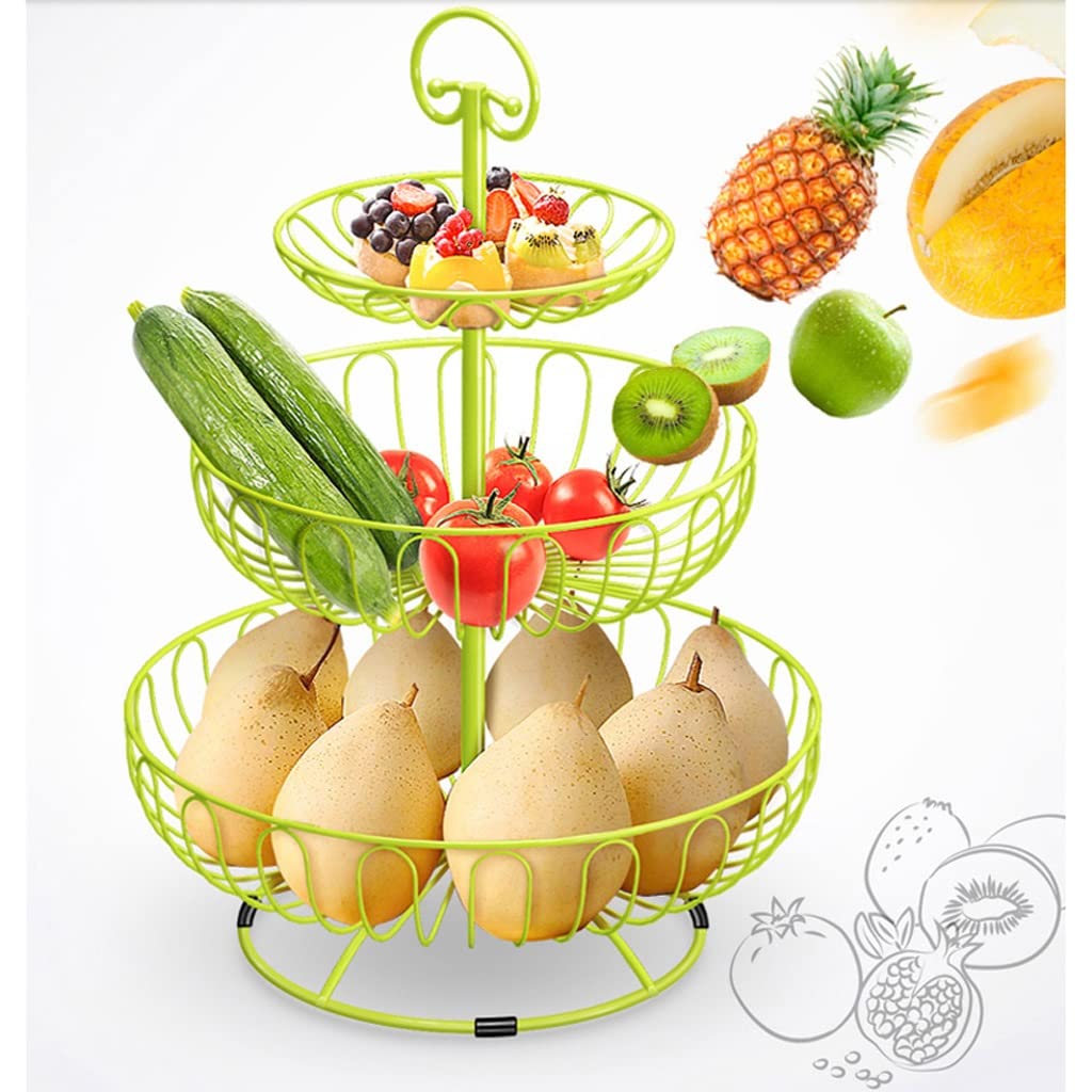 Koszyk Owoce 3 Tier Kosz owoców Bowl Stojak na licznik, Warzywo Owoc Uchwyt Organizatora, Odpinany Metalowy z uchwytem Dekoracja Stołu Kuchni(White)